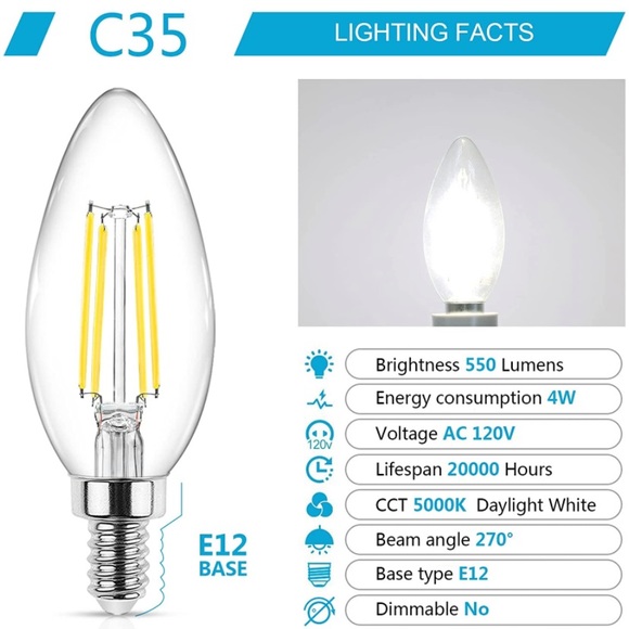 E12 Candelabra Lightbulbs - Picture 3 of 4